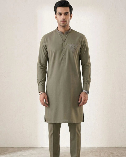 Cotton Embroidered Kurta Pajama