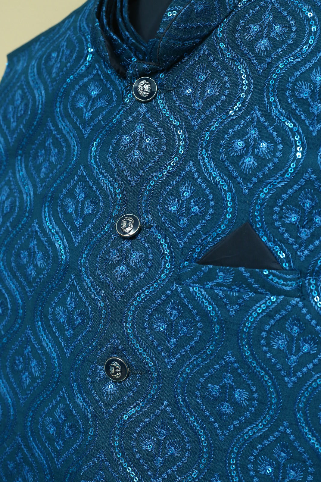 Cotton Silk Embroidered Waist Coat
