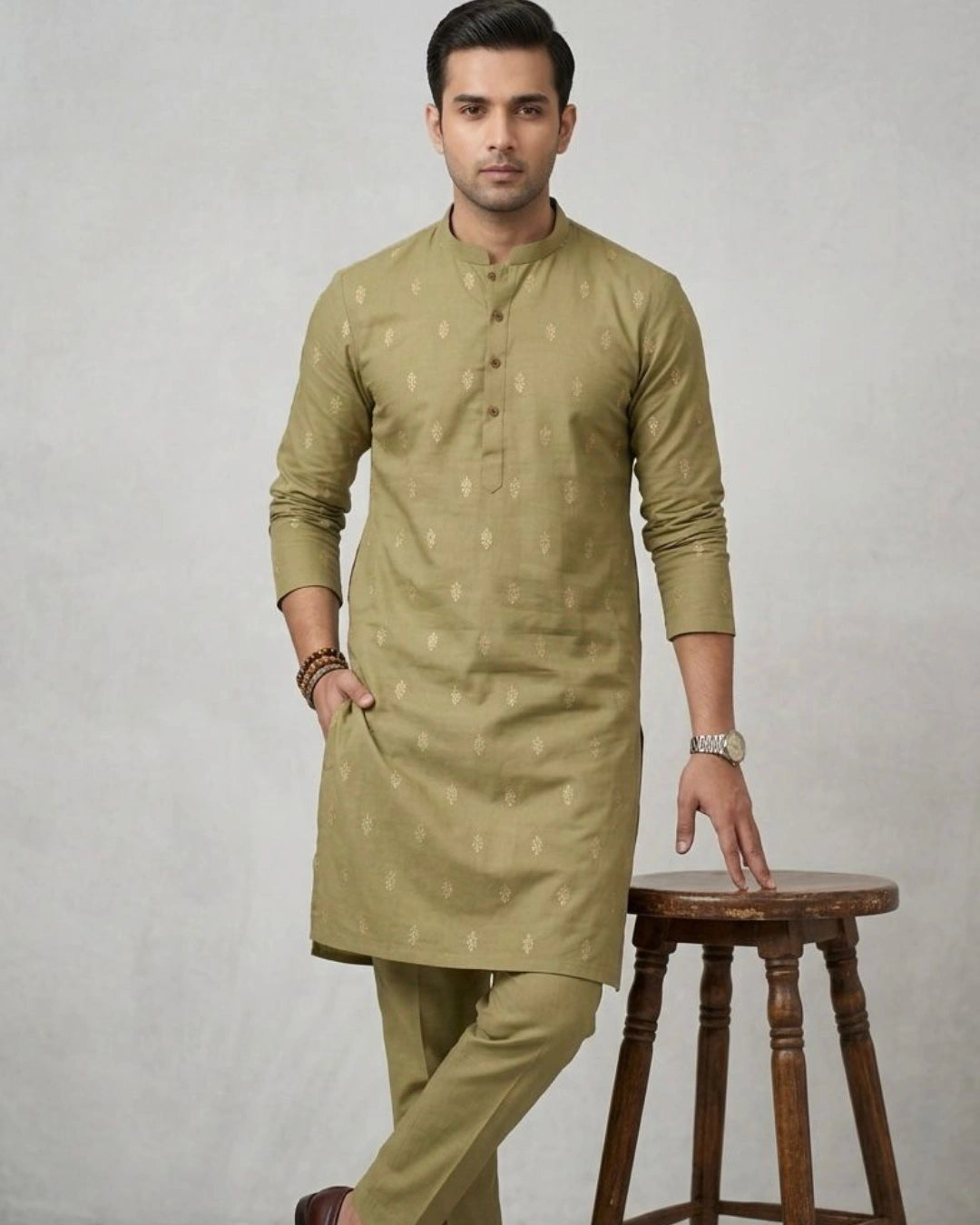 Cotton Embroidered Kurta Pajama
