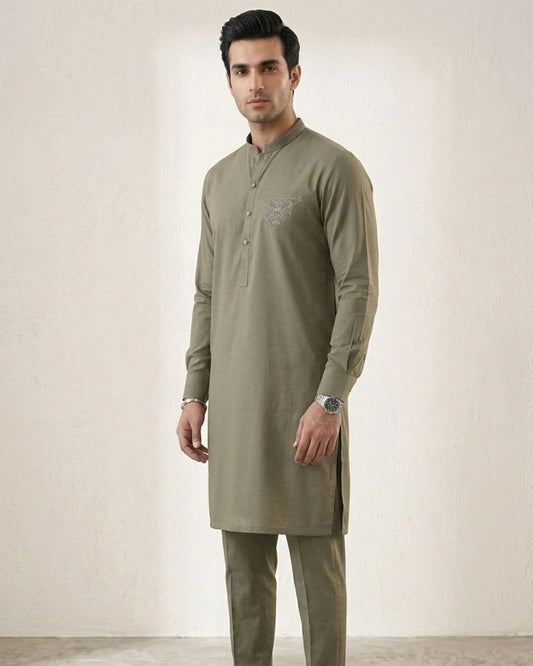 Cotton Embroidered Kurta Pajama