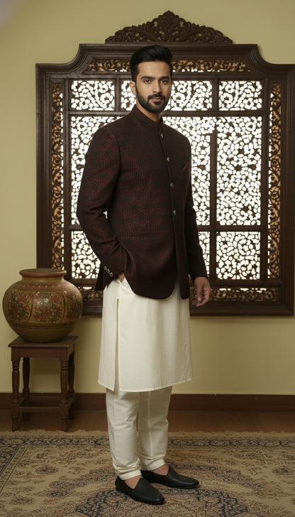 Self Banarsi Prince Coat